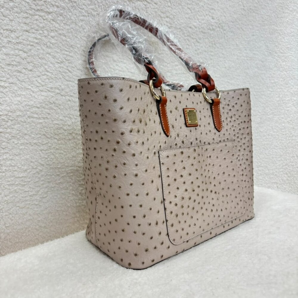 DOONEY & BOURKE - Tammy Tote Light Taupe Italian Leather Ostrich NEW $398 msrp - Picture 6 of 14